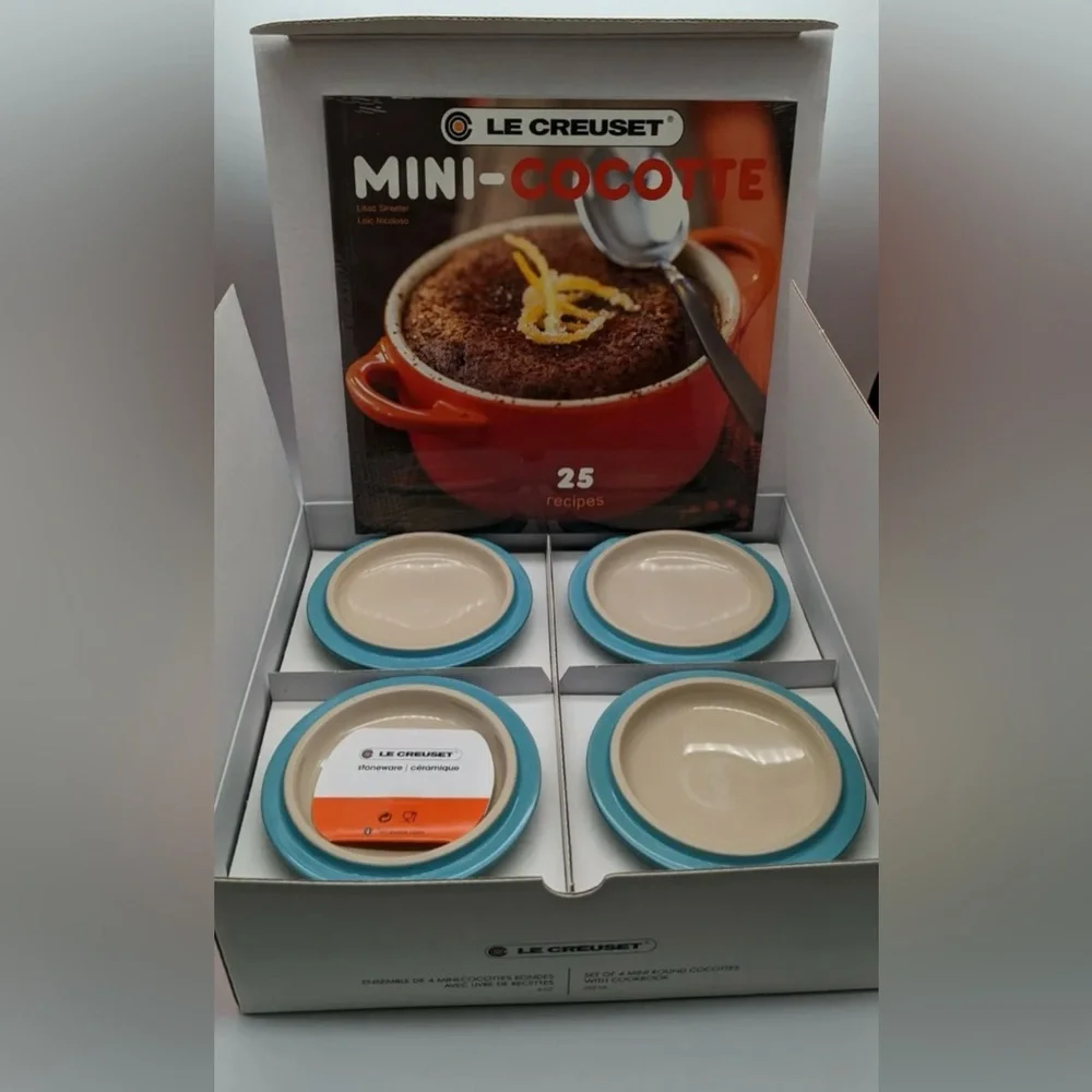LE CREUSET Mini Cocotte 4 Caribbean Blue + Cookbook (FINAL PRICE $139 0726